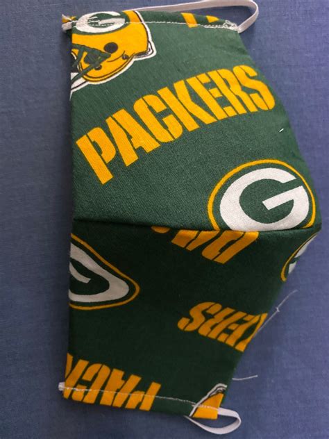 Green Bay Packers Face Masks 100% Cotton With Rubber Adjusters | Etsy