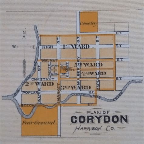 Image: Map of Corydon, Indiana from 1876 atlas