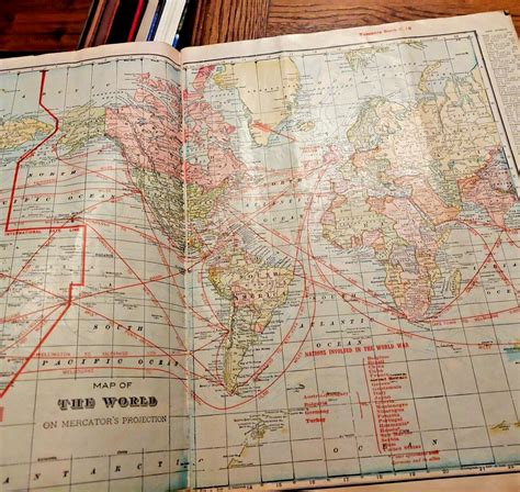 Antique National Map Co. "THE WORLD AT WAR ATLAS" WW1 1914 - 1918 War ...