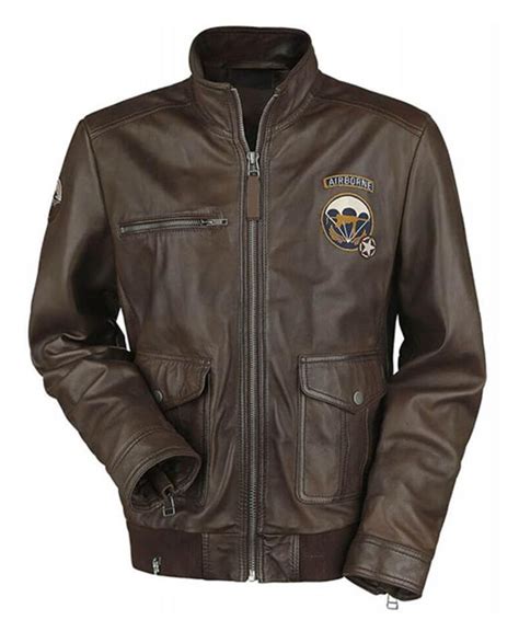 Mens Brown Call of Duty WWII Airborne Leather Jacket - USA Leather Factory