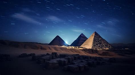 Premium Photo | Night view of Pyramids of Giza