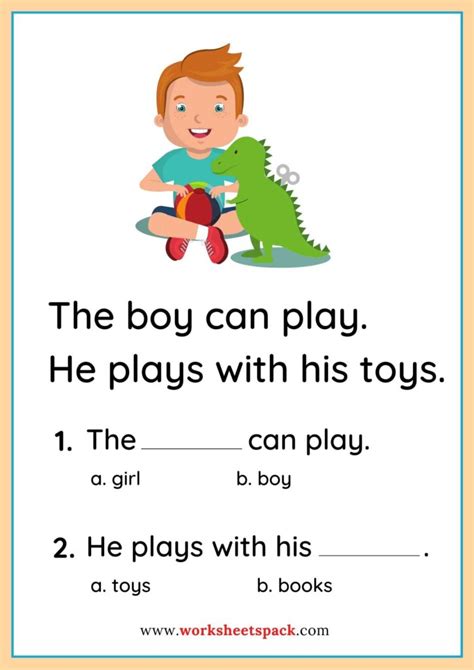 Preschool Reading Comprehension Worksheets PDF - worksheetspack