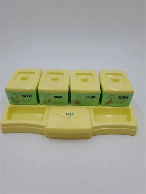 VINTAGE CLAROLYTE PLASTIC Storage Boxes Pins Lotion Swabs Baby Nursery Vanity $19.49 - PicClick