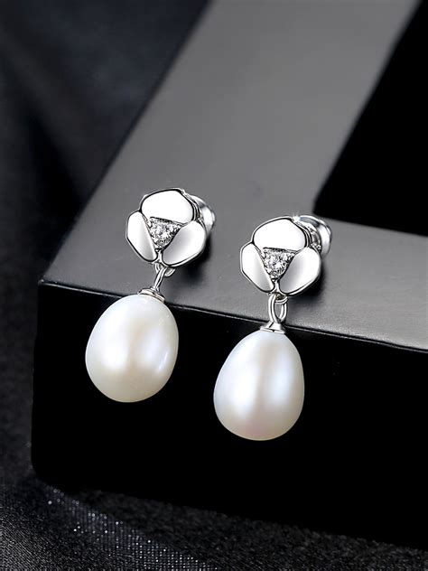 Sterling Silver 7-8mm natural pearl earrings - 1000030870