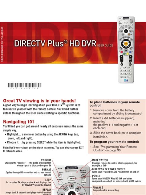 DirecTV DVR HR23 Manual | PDF | High Definition Television | Digital Video Recorder