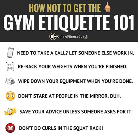 Gym Etiquette 101 | Gym etiquette, Fitness tips, Health fitness motivation