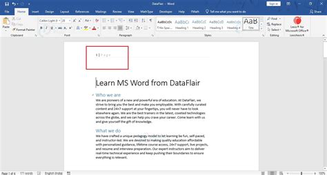 How to add Page Numbers in Word? - DataFlair