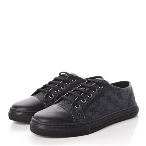 GUCCI Monogram Womens Sneakers 38 Black Piombo 372858