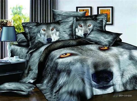 3D Black and white wolf animal print bedding comforter set queen size duvet cover sheets ...