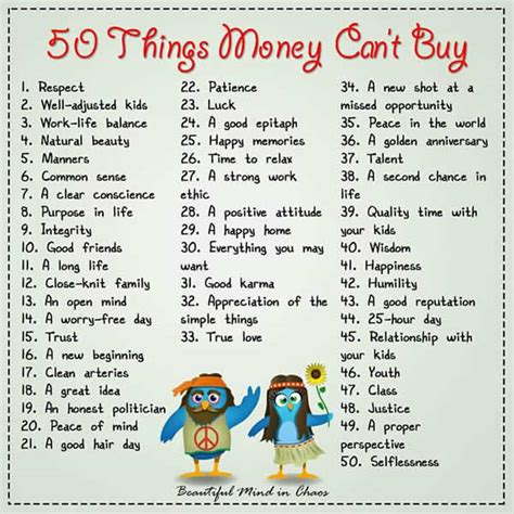 50 Things Money Can’t Buy | Vocabulary Home