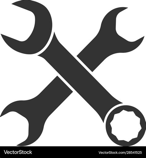 Crossed wrenches glyph icon Royalty Free Vector Image