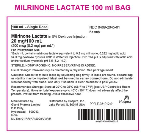 Milrinone Dextrose: Package Insert / Prescribing Information