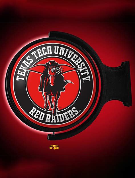 Texas Tech Illuminated Rotating Sign with Pride Logo and Masked Rider – Red Raider Outfitter