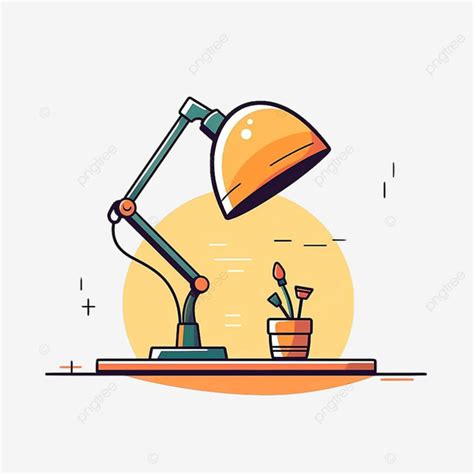 Flat Design Cartoon Element Table Lamp, Cartoon Elements, Flat Style, Simple Colors PNG ...