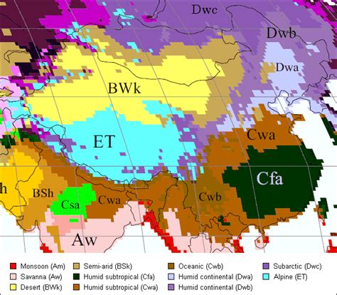 China climate zone map - ToursMaps.com