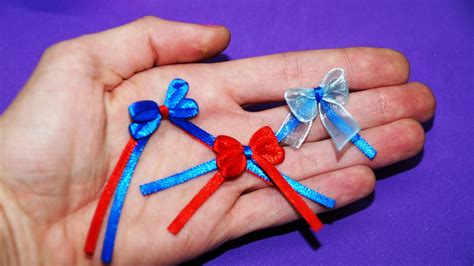 DIY Make Simple Easy Bow of satin ribbons / Tiny Bow On The Fork / DIY Ribbon BOW / Julia DIY ...