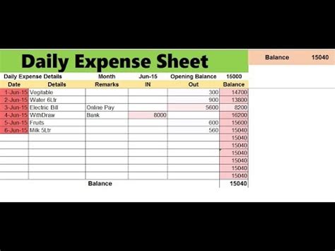 How to Create a Daily Expense Record in Microsoft Excel 2013 - YouTube