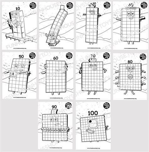 Numberblocks 10 To 100 Coloring Book Digital Etsy | Images and Photos finder