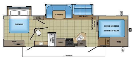 2017 White Hawk 31BHBS Floorplan | Travel trailer floor plans, Travel trailer, Jayco