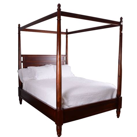 Queen Cherry Wood Canopy Bed Frame | EBTH