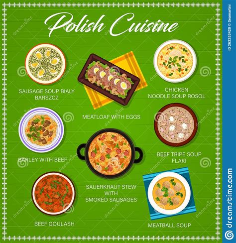 Polish Food Menu, Poland Cuisine Restaurant Dishes Stock Vector - Illustration of meatloaf ...