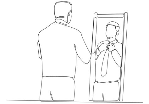 Continuous line drawing of man in mirror vector illustration 7942190 Vector Art at Vecteezy