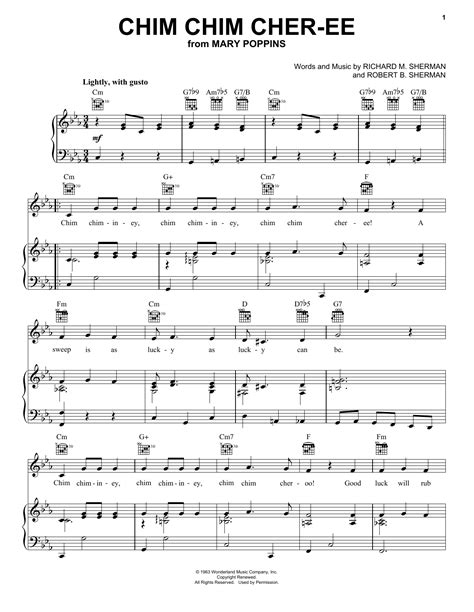 Chim Chim Cher-ee (from Mary Poppins) by Dick Van Dyke Sheet Music for Piano, Vocal & Guitar ...