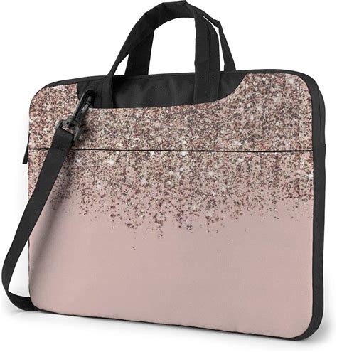 Amazon.com: Blush Pink Rose Gold Printed Laptop Shoulder Bag Laptop Case Handbag Shoulder Tote ...