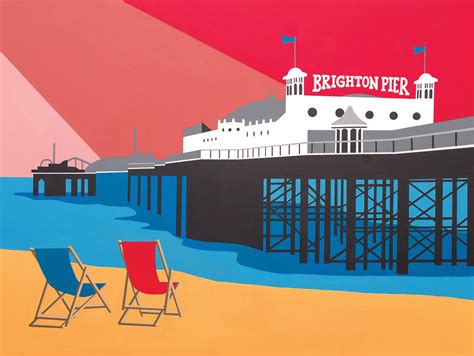 BRIGHTON PIER themed Mounted Fine Art Print - British Seaside - Art ...