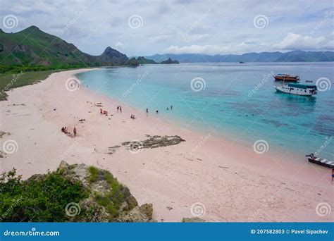 Pink Beach of Padar Island in Indonesia Stock Image - Image of tropic ...