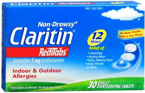 CLARITIN 12 Hour Reditabs 5 mg Orally Disintegrating Tablets 30 Tablets (Pack of 2) - Walmart.com