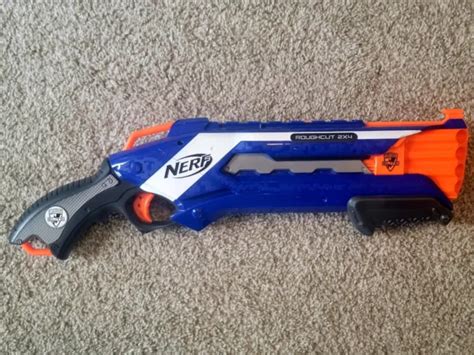 NERF N-STRIKE ELITE Roughcut 2x4 Dart Pump Shotgun Blaster - Blue/White ...