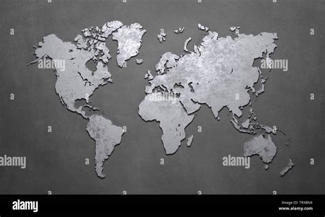 world map silhouette at grey background - Illustration Stock Photo - Alamy