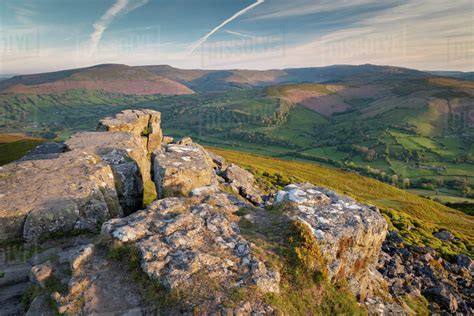 Vista from the summit of the Sugarloaf, Brecon Beacons National Park, Monmouthshire, Wales ...