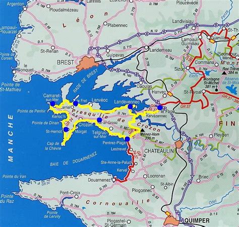 Itinéraire de randonnée Presqu'île de Crozon | France, Map