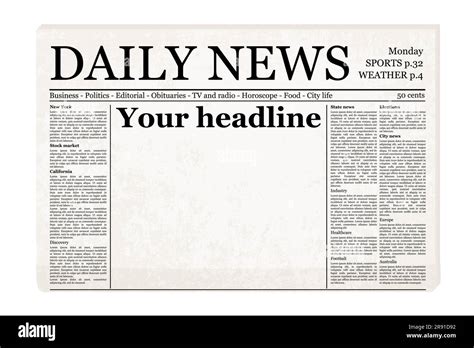 Newspaper front page template. Blank old vector generic newspaper ...