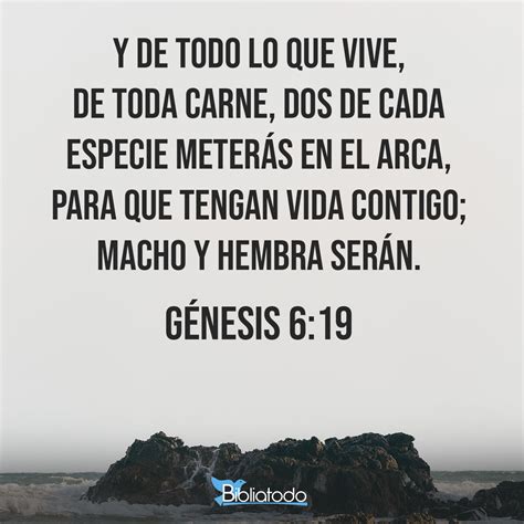 Génesis 6:19 RV1960 - Y de todo lo que vive, de toda carne, dos de cada ...