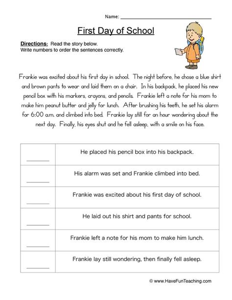 Story Plot Order of Events Worksheet - Have Fun Teaching | Sequencing worksheets, Story ...