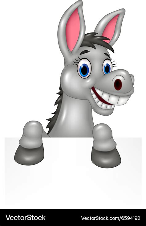 Cartoon funny donkey with blank sign Royalty Free Vector