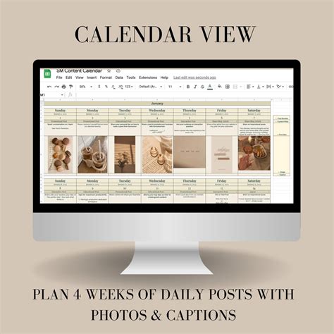 Content Calendar Template for Instagram, Facebook, Social Media, Content Planner, Content Ideas ...