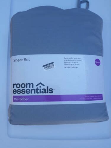 Room Essentials Queen Gray Microfiber Solid Sheet Set 4Pc Set Up to 15"Deep Grey 490621807643 | eBay