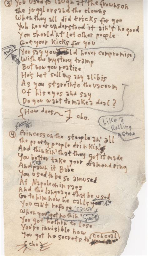 The Original Manuscript for Bob Dylan's LIKE A ROLLING STONE - Moments ...