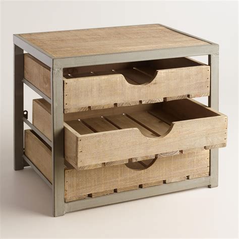 Wood and Metal Sebastian 3-Drawer File | Wooden drawers, Desktop storage drawers, Desktop storage