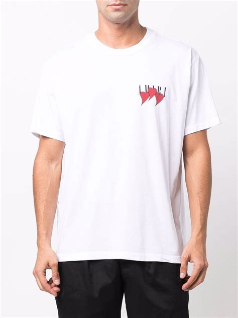 Amiri Heart Logo Print Cotton T-shirt In White | ModeSens