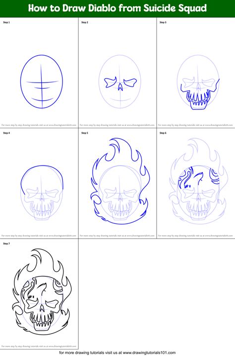 How to Draw Diablo from Suicide Squad printable step by step drawing ...