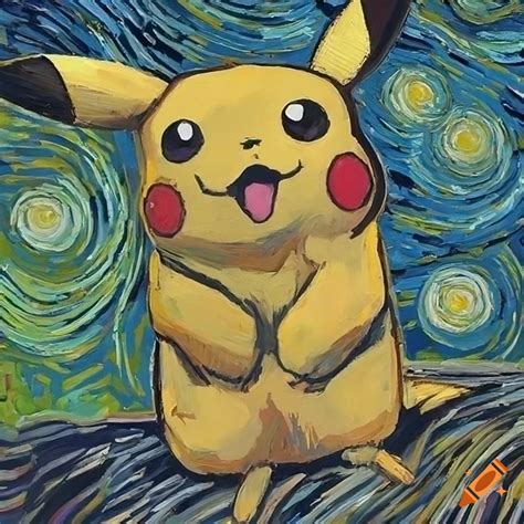 Van gogh style painting of pikachu on Craiyon