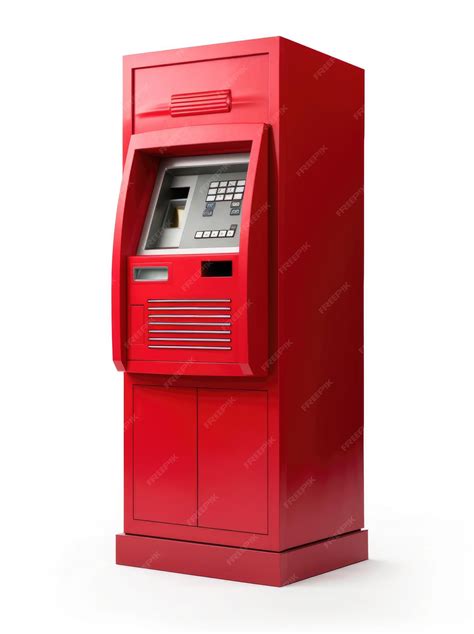 Premium Photo | Red ATM isolated on white background