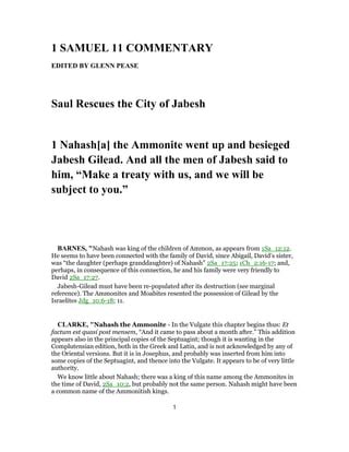 1 SAMUEL 11 COMMENTARY ON SAUL RESCUING JABESH GILEAD | PDF