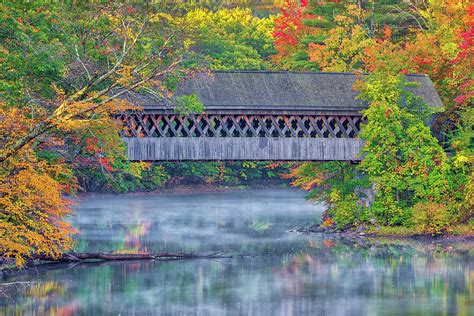 New England Fall Foliage at the Henniker Covered Bridge Photograph by ...