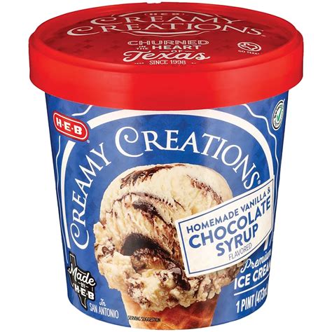 H-E-B Select Ingredients Creamy Creations Homemade Vanilla & Chocolate Syrup Ice Cream - Shop ...